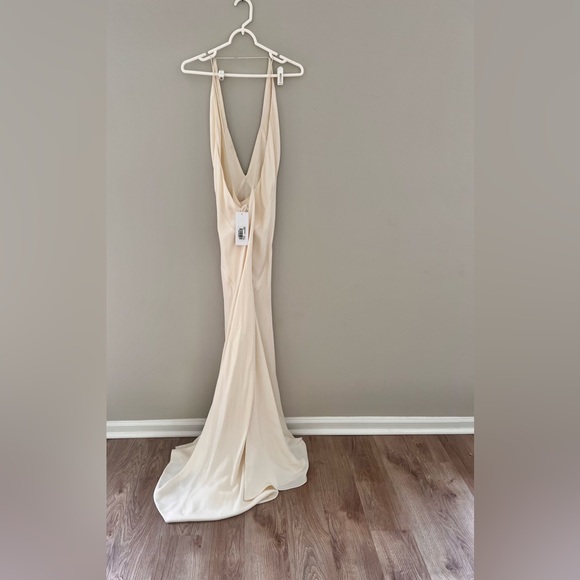 Michael Lo Sordo Alexandra Silk Wedding  Maxi Dress Ivory Size 12 - Picture 10 of 16